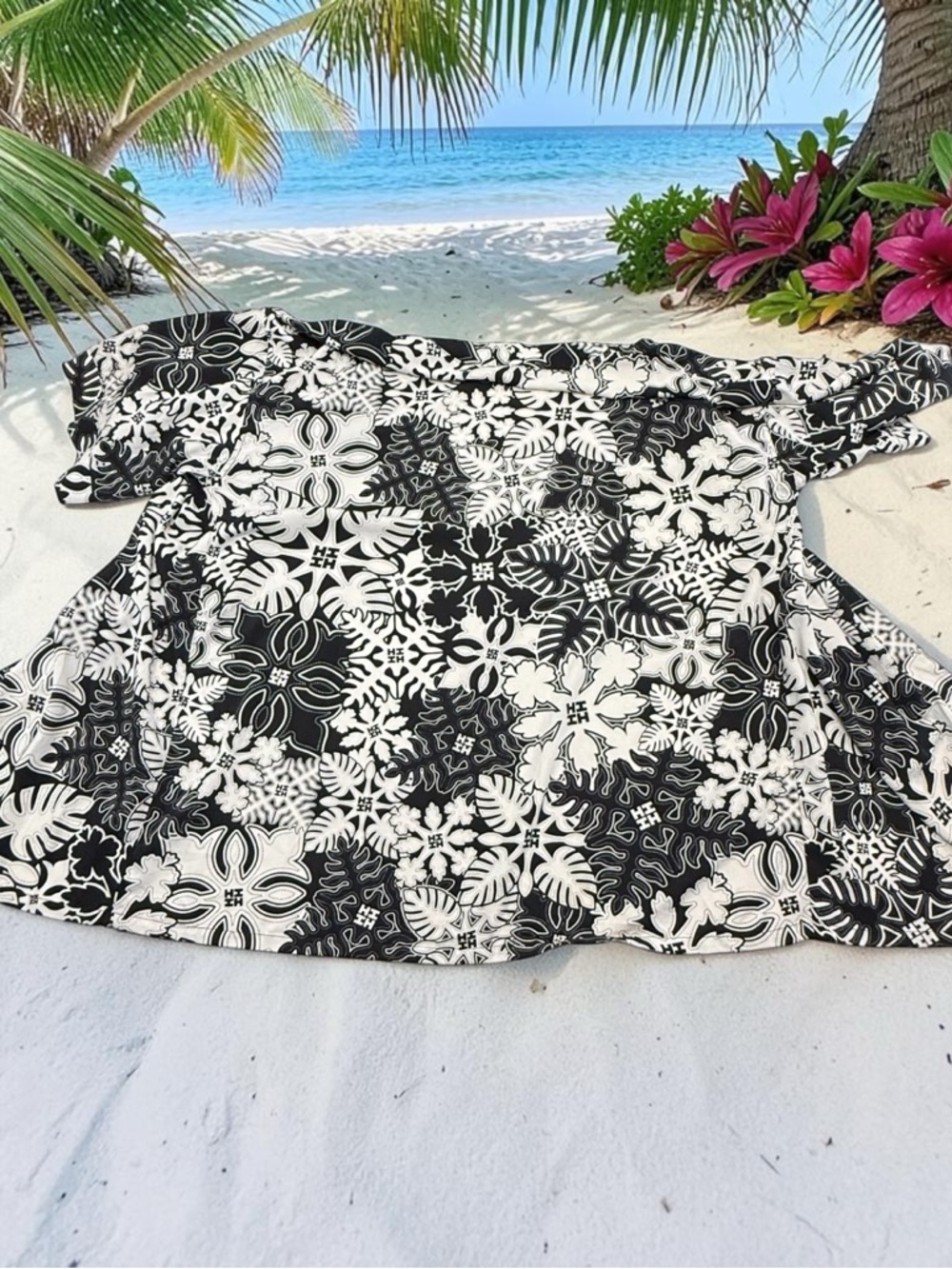 Hawaii's Finest Womens Sz M Kimono Open Cardigan Polynesian Floral Print Wrap - Picture 9 of 14